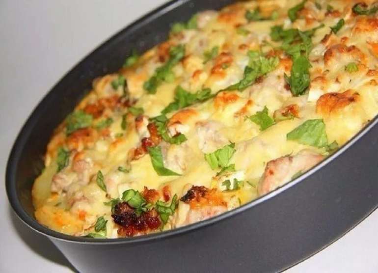 Картофельная запеканка с курицей и сыром