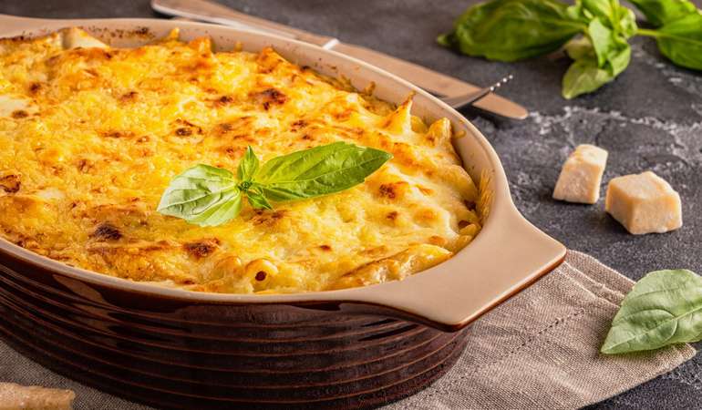 Запеканка из макарон с курицей